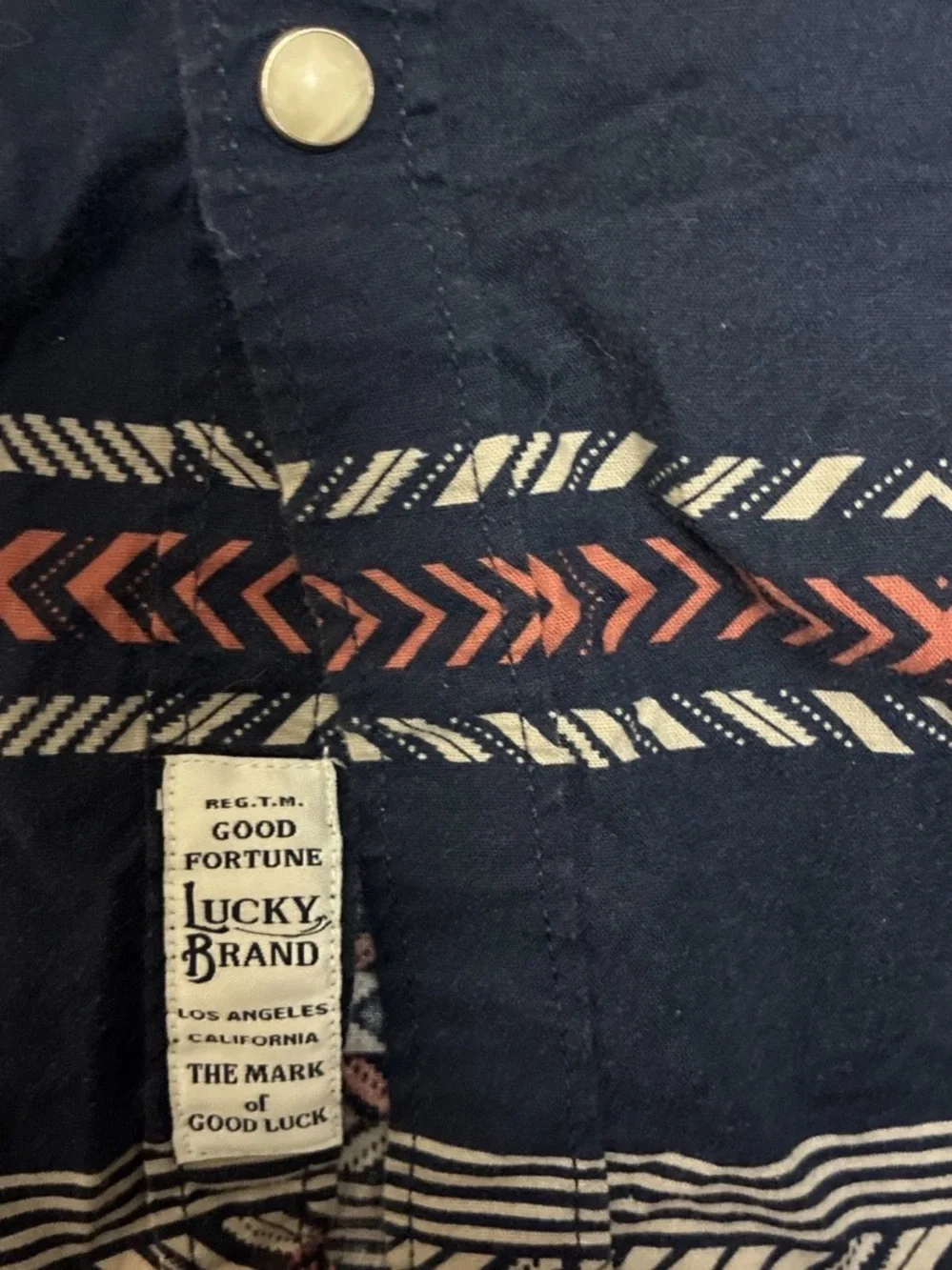 Lucky Brand Aztec Boho Pearl Snap button Western Southwestern Men's Shirt Jacket